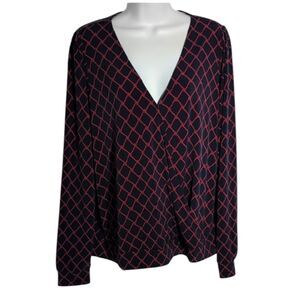 Banana Republic Navy and Red Crisscross Blouse